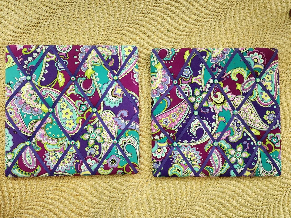 Vera Bradley Ribbon Memo Photo Memory Picture Board (retired Heather purple) - Image 2 of 4