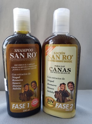 SAN RO Gray Hair Shampoo & Hair Lotion Coloring Treatment~Herbal Extracts~240ml