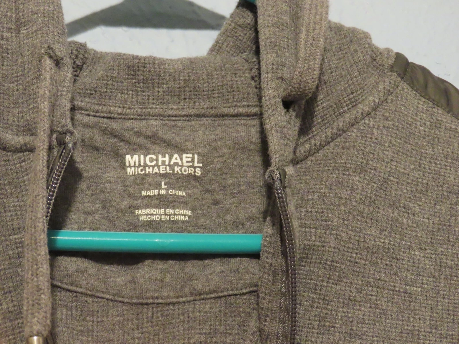 Felpa con cappuccio Michael Kors donna grigio L manica lunga 1 2 cerniera toppa gomito leggere descrizione