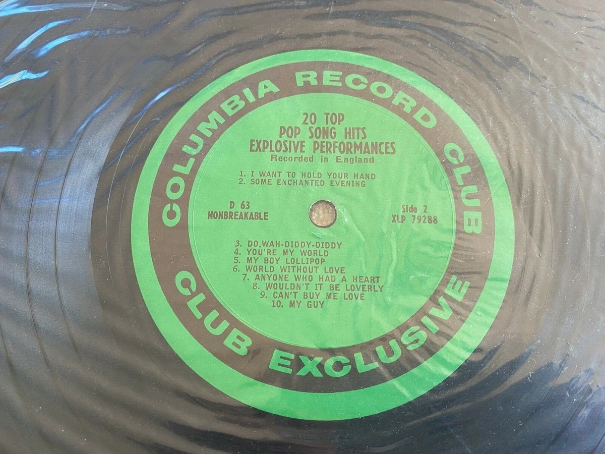 20 TOP POP SONG HITS vinyl LP Columbia Record Club D63 Mono Excellent Condition