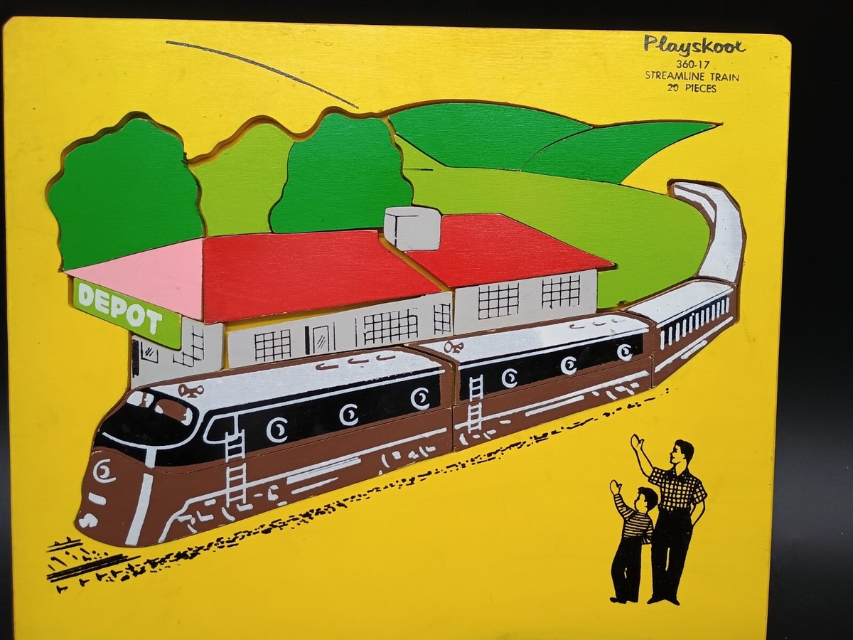 Playskool Wood Puzzle 360-17 Streamline Train 20 Pcs COMPLETE