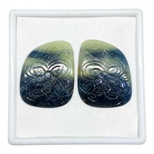 187.75 Cts/2 Pc Natural Unheated Sapphire Pair 45x36mm Carved Bi Color Gemstones