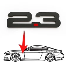 Pair Matte Black Badges Fits Ford Mustang 2.3 L Fender Side Emblem ecoboost 2.3L