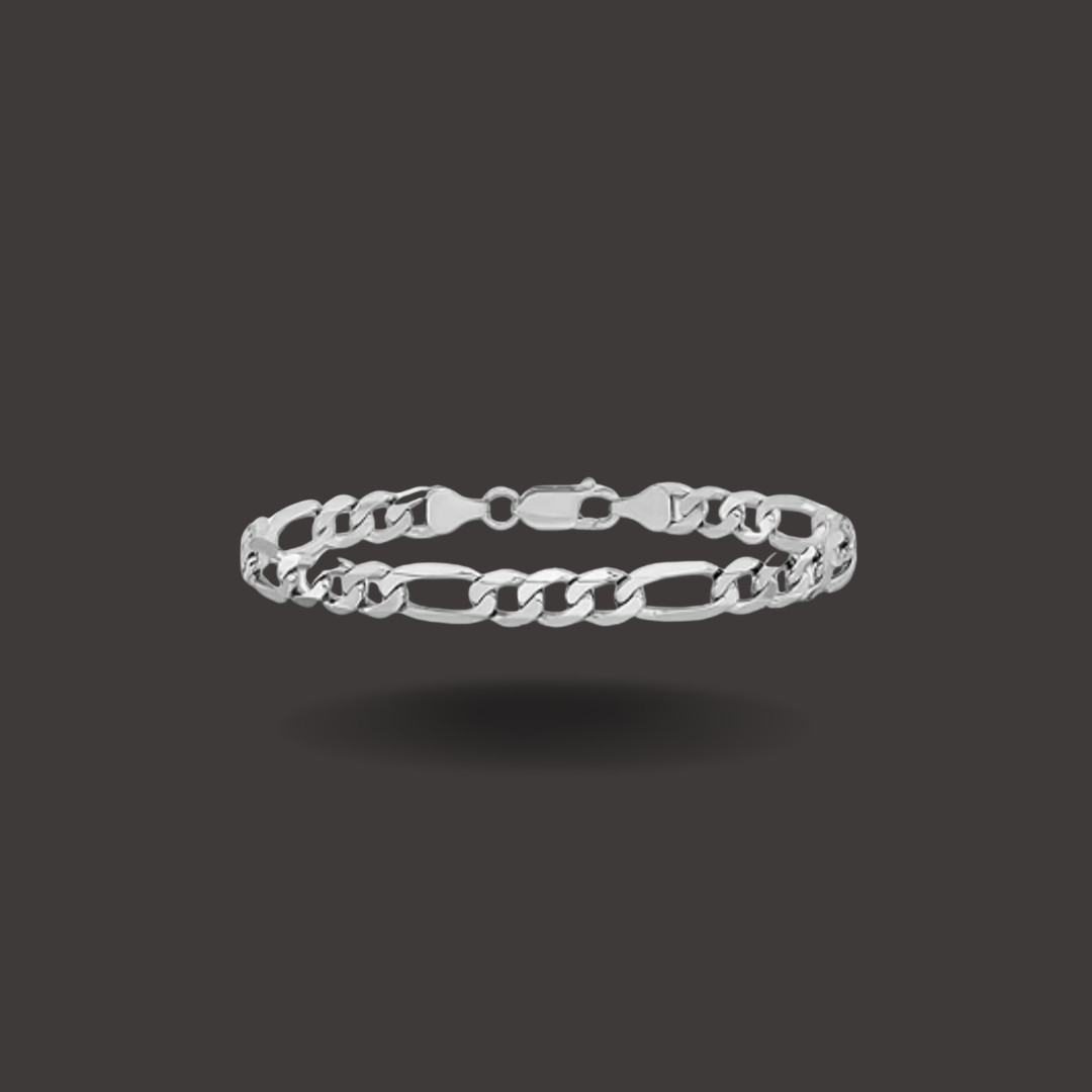 .925 Solid Sterling Silver Figaro Bracelet 220 Guage 10mm