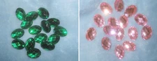 Emerald Green or Light Pink 18 x 13 mm OVAL RHINESTONE GEMS ACRYLIC FLATBACK