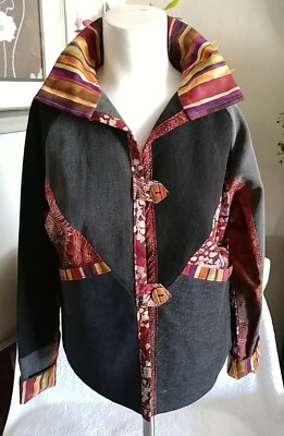 Nu Views Boho Vintage USA Made Two Button Multi Media Jacket Sz S - M