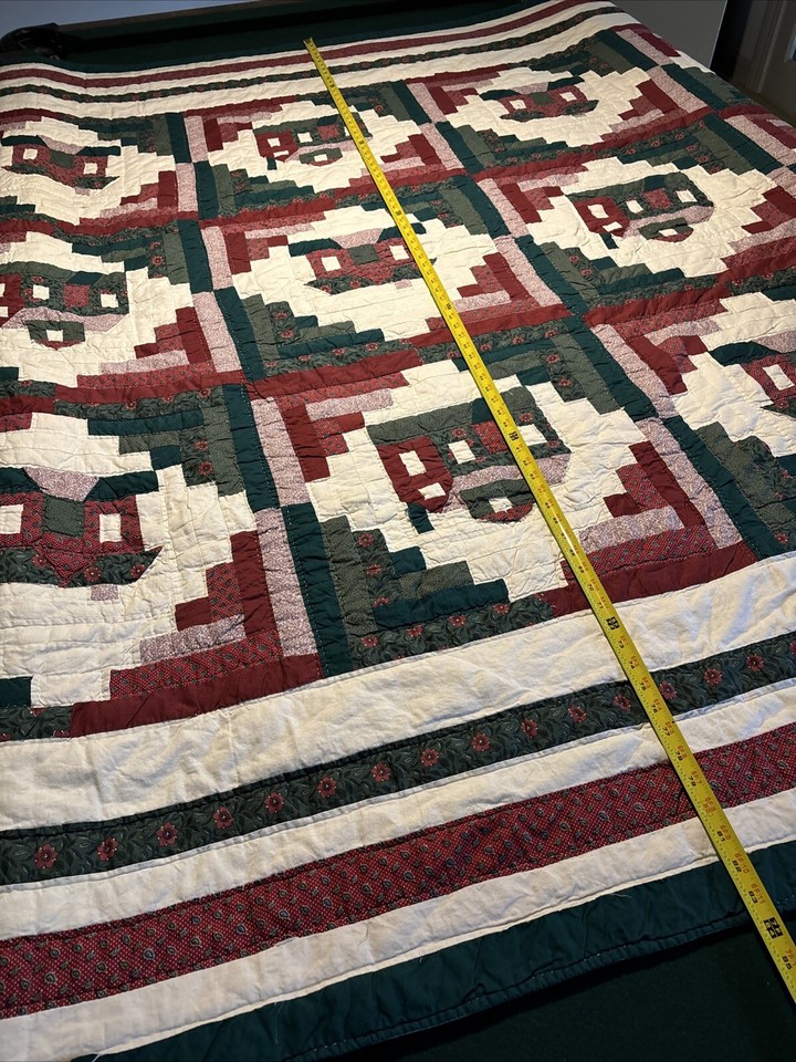 Vintage Quilt Christmas House Design Hand And Machine Stitched 84 X 94