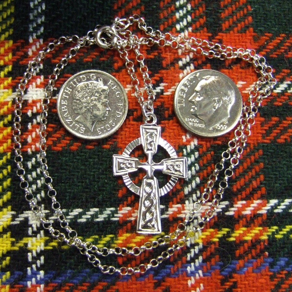 sterling silver new Scottish celtic cross pendant & chain | eBay