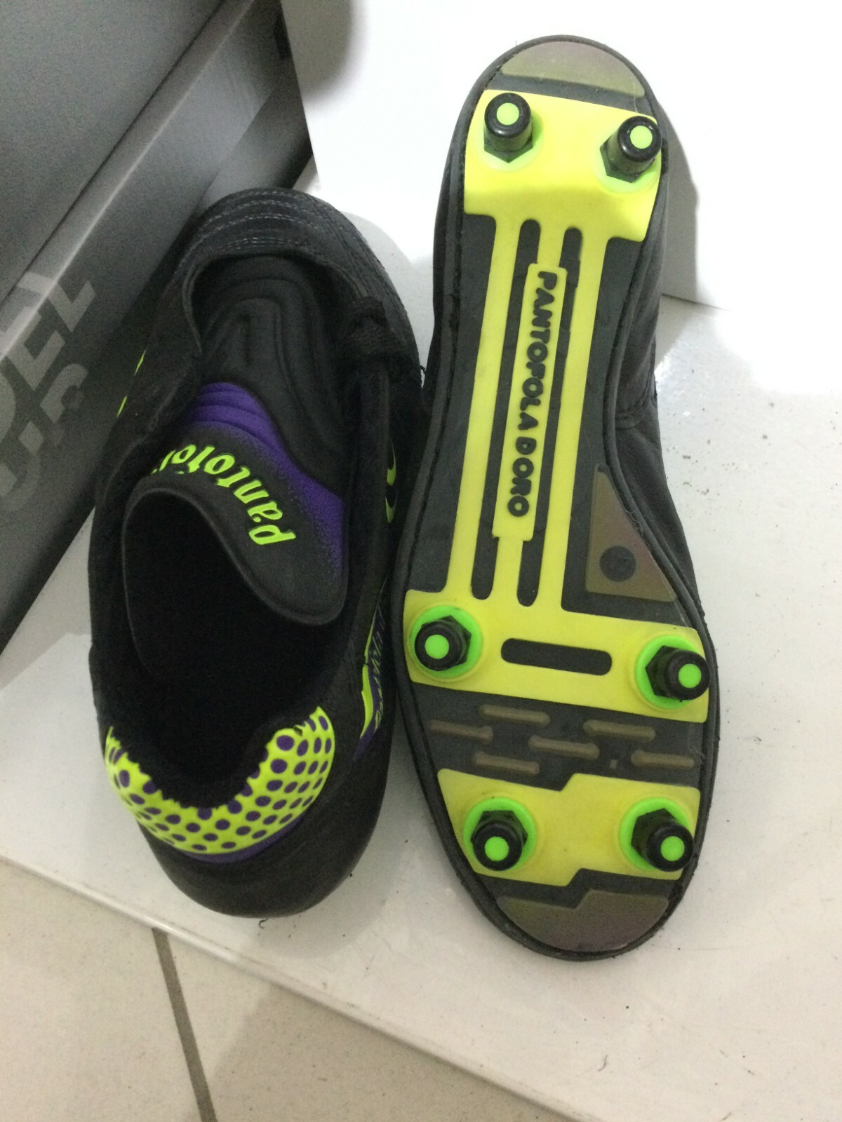 PANTOFOLA D’ORO Vintage 80 Scarpe Calcio Pantofola D'Oro Spark Pelle Nero Tacchetto Avvitabile