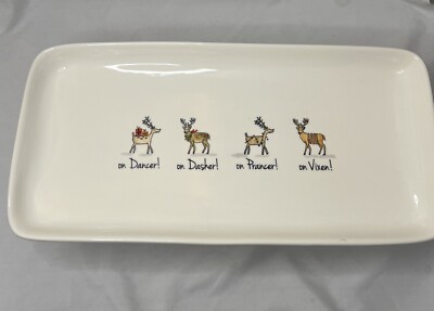 Rae Dunn Christmas Reindeer Platter Tray by Magenta Dancer Dasher Prancer Vixen