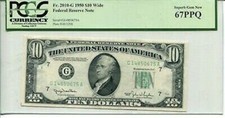 FR 2010-G 1950 $10 Federal Reserve Note 67 PPQ SUPERB GEM NEW
