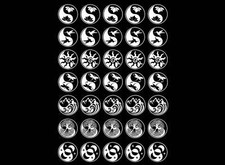 Yin Yang 35 pcs White Fused Glass Decals