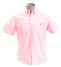 Ralph Lauren Pink Classic Fit Short Sleeve Button Front Cotton Shirt Men's NEW
