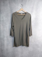 JIGSAW JUMPER SIZE SMALL. KHAKI GREEN, LONGLINE SILK/WOOL LIGHTWEIGHT KNIT.