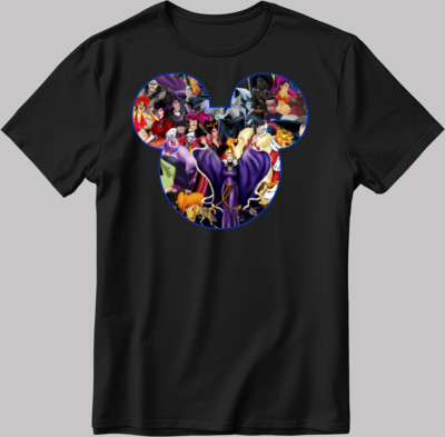 Mickey Mouse Disney Silhouette, Kurzarm W/B Herren/Damen T-Shirt K1060