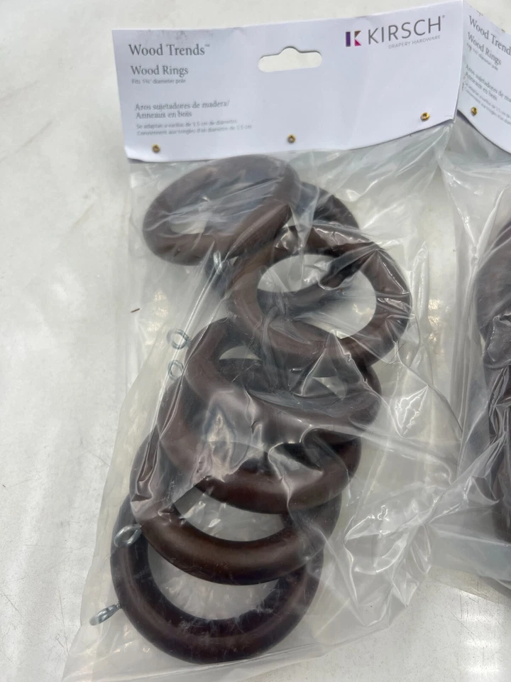 Anéis de haste de cortina de madeira Kirsch 1 3/8" diâmetro com olho 7- anéis- 2 PKS 5602EG841 - Imagem 2 de 4