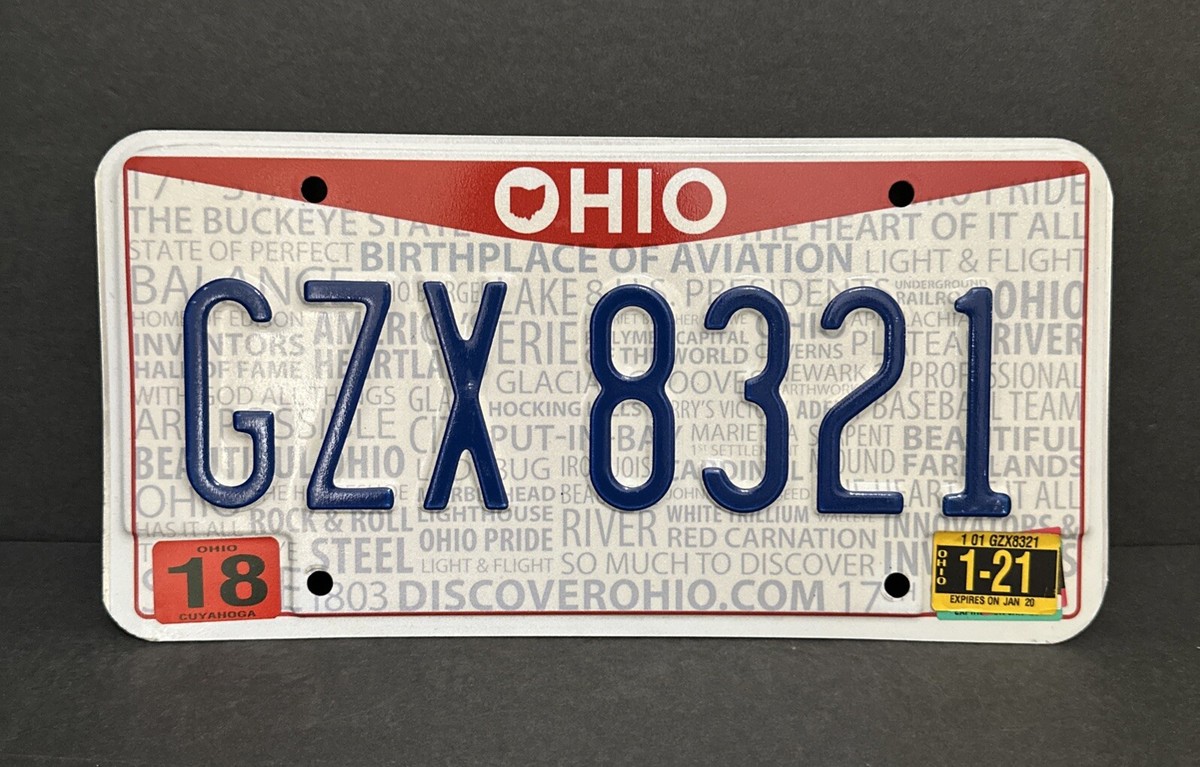 Ohio License Plate — GZX 8321 — Birthplace Of Aviation | eBay