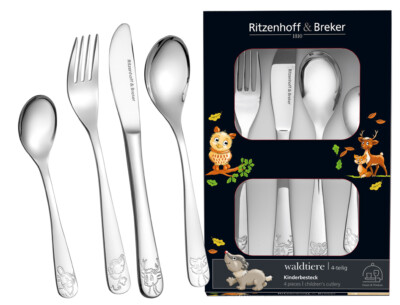 Ritzenhoff & Breker Kinderbesteck ''WALDTIERE'' 4-teilig aus hochwertigem Edelstah