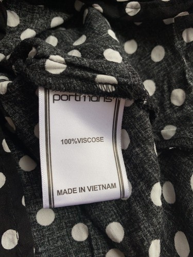Portmans Blouse Womens Plus Sz 16 Black Polka Dot Wrap Slit Sleeve V-Neck Flowy - Picture 16 of 19