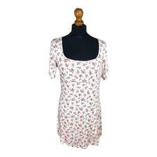 Pretty Little Thing Summer Dress Women's UK Size 16 Mini Floral White Red