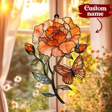Butterfly Poppy Flower Suncatcher Acrylic Window Decor Gift