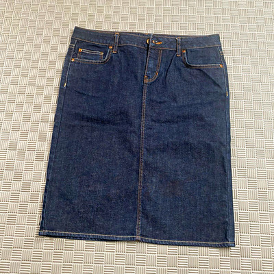 ZARA WOMAN Damen Jeansrock Denim Blau knielang Reißverschluss Gr. 40