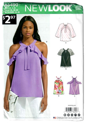 Simplicity New Look A6490 Sewing Pattern Miss Blouse Top Shirt Sizes Plus 8-20