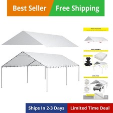 0 x 20 Ft Carport Replacement Canopy Cover Garage Top Tent Shelter Tarp with ...