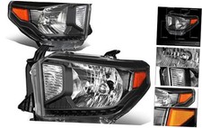 Pair Housing Side Headlight/Lamps for 14-18 Tundra Black/Amber