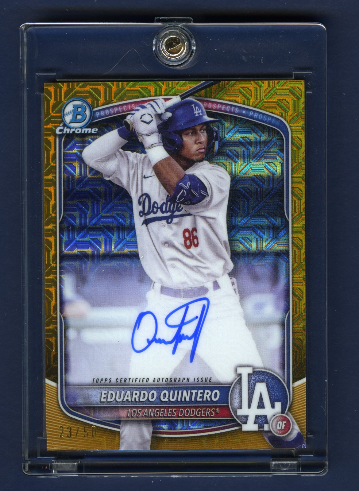Eduardo Quintero 2025 Bowman Chrome GOLD MOJO Refractor OnCard Auto /50 BMA-EQ