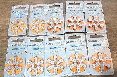 Varta Power One Mercury Hearing Aid Batteries Size P13 Set of 60 11/26 Exp