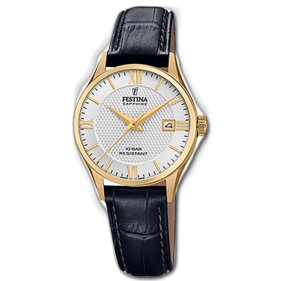 Festina Damen Uhr F20011/1 Leder Armband-Uhr Swiss Made schwarz UF20011/1