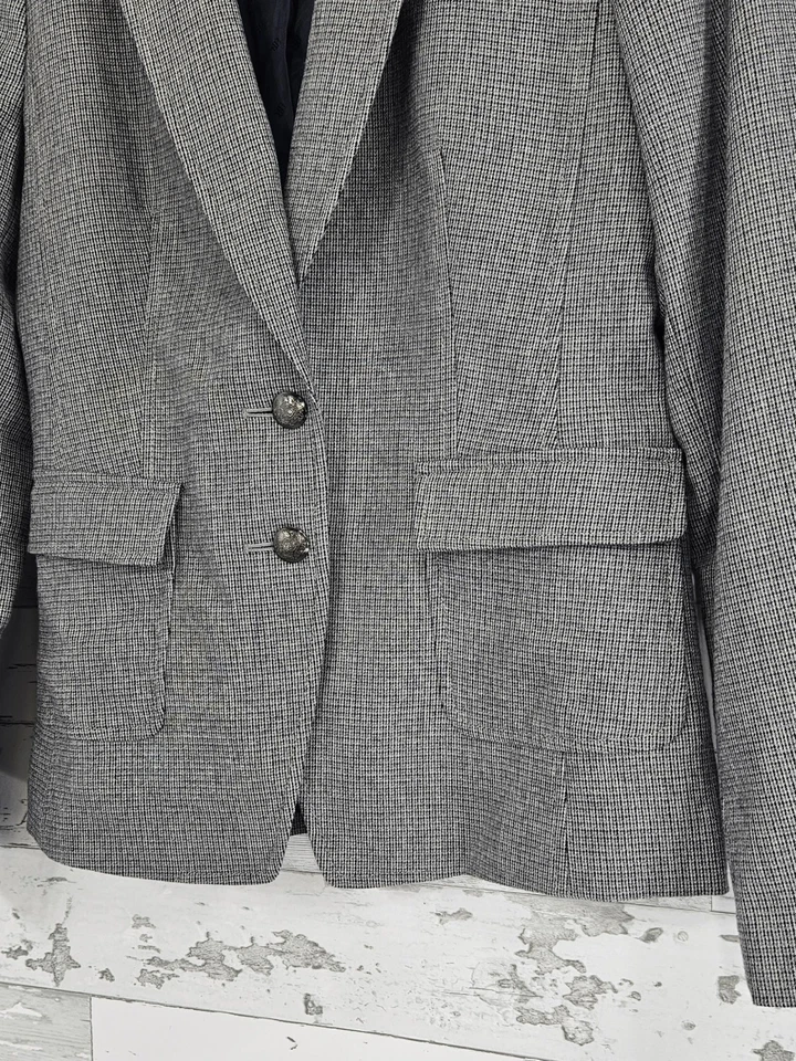 Blazer Banana Republic Italiano Mezcla Lana Dos Botones Mujer 6 Gris Azul Foto 4 de 4