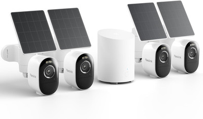 Home Hub Mini with 4X Argus 3 Pro+Solar Panel, Solar Security Cameras Wireless O
