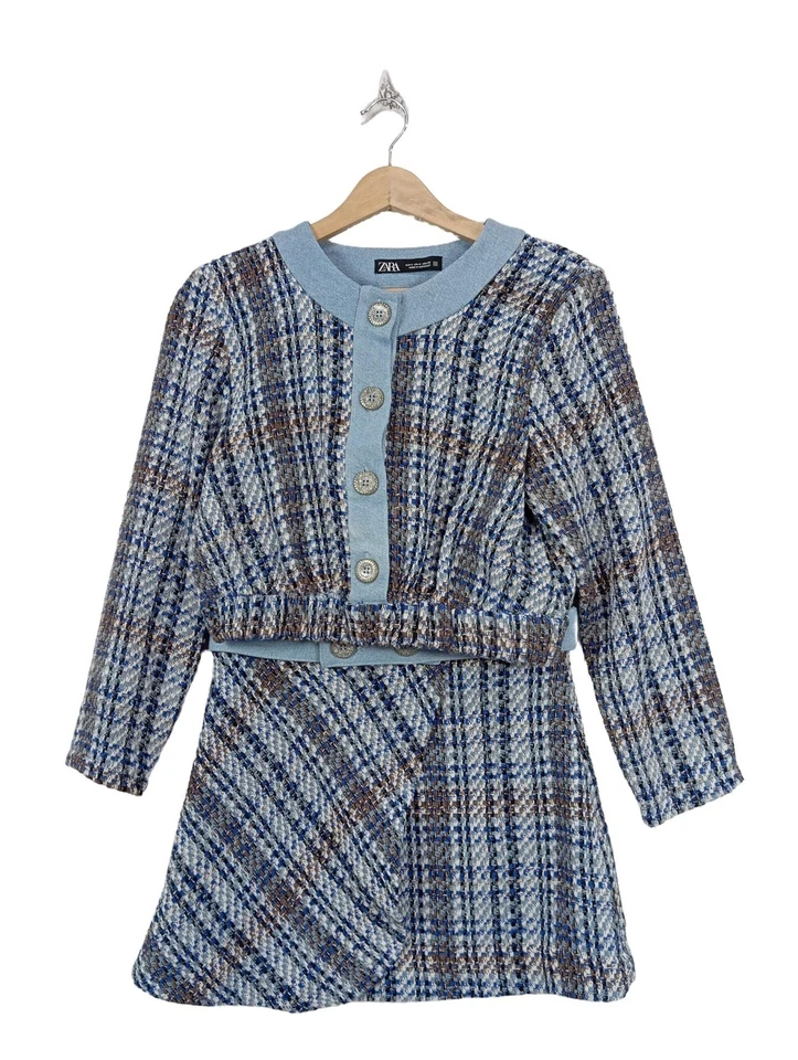 ZARA Tailleur Dames Costume T EU 36 bleu-brun élégant - Photo 1/4