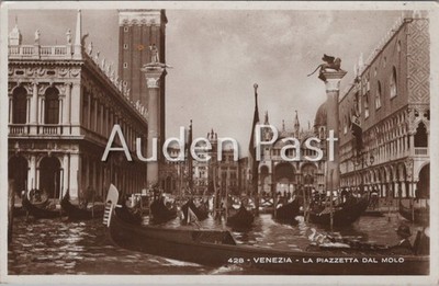 Vintage RPPC Venedig Piazzetta Molo Markus Campanile Dogenpalast Gondeln