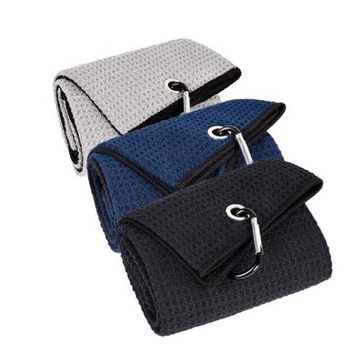 3 Pack Large Golf Towels, 16'' x 24'' Tri-Fold Portable Microfiber Fabric Waffl...