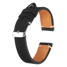 Leather Watch Bands 18mm Quick Release Watch Strap Suede Cowhide Black