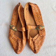 Vintage Polish Traditional Kierpce Tooled Leather Folk Shoes Unisex 5-6