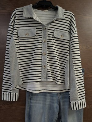 SIZE L HEM'S AND THREAD Multi-Colored Striped Sweatshirt INVPV3862