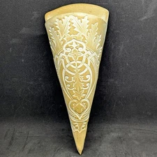 Wall Pocket Bouquet Holder Vase White Beige Stamped Handmade Art Pottery