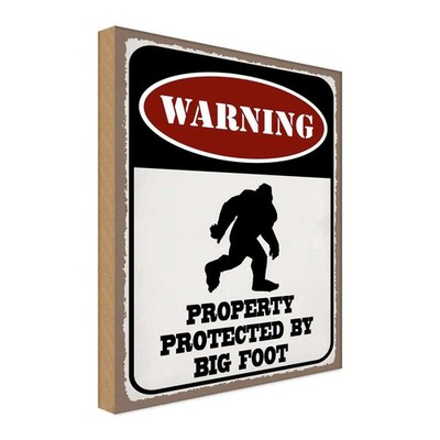 Holzschild 30x20 cm Warning property protected by Warnschild Hinweisschild Deko 