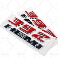 2X 392 HEMI Fender Side Emblem For Left & Right Badge Chrome Red Black 3D Decal