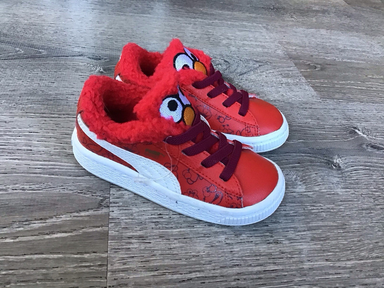 Kids 8 C Red puma basket hard sole Shoes sesame street Elmo 361181