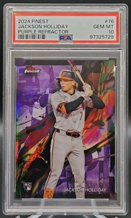 2024 Topps Finest - Jackson Holliday #76 Purple Refractor /250 RC PSA 10