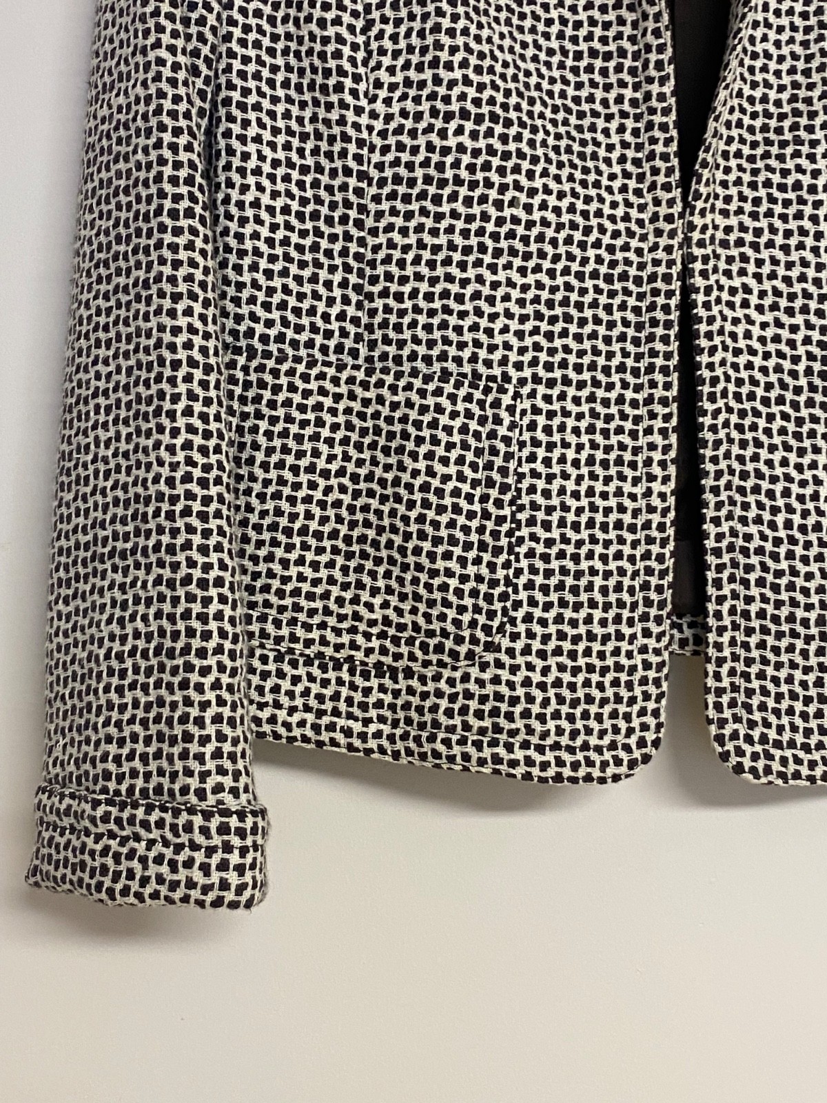 Blazer Brown White Woven Texture Pattern Jacket  … - image 3