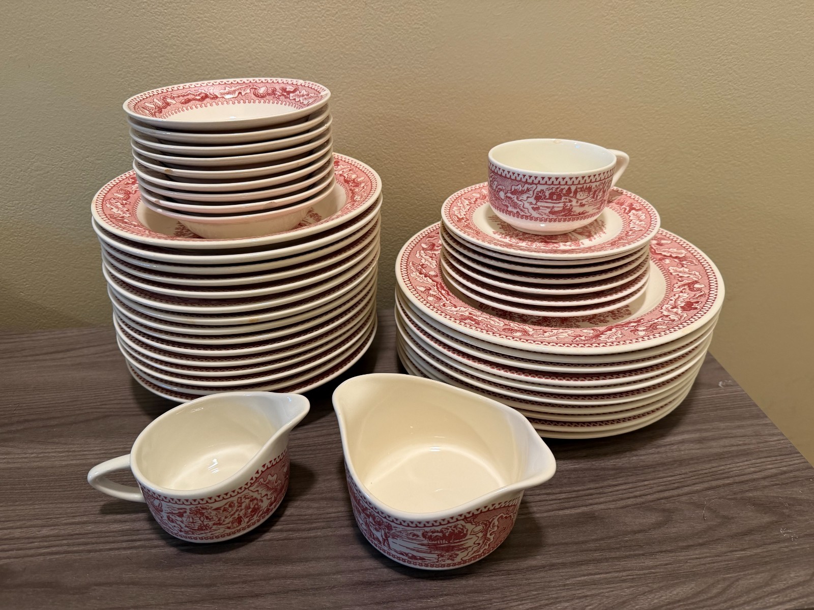 44 PIECE Pink Memory Lane China Set