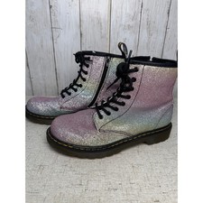 Dr. Martens Rainbow Glitter 8-Eye Lace Up Combat Boots Youth 3/US Women's 5 Zip