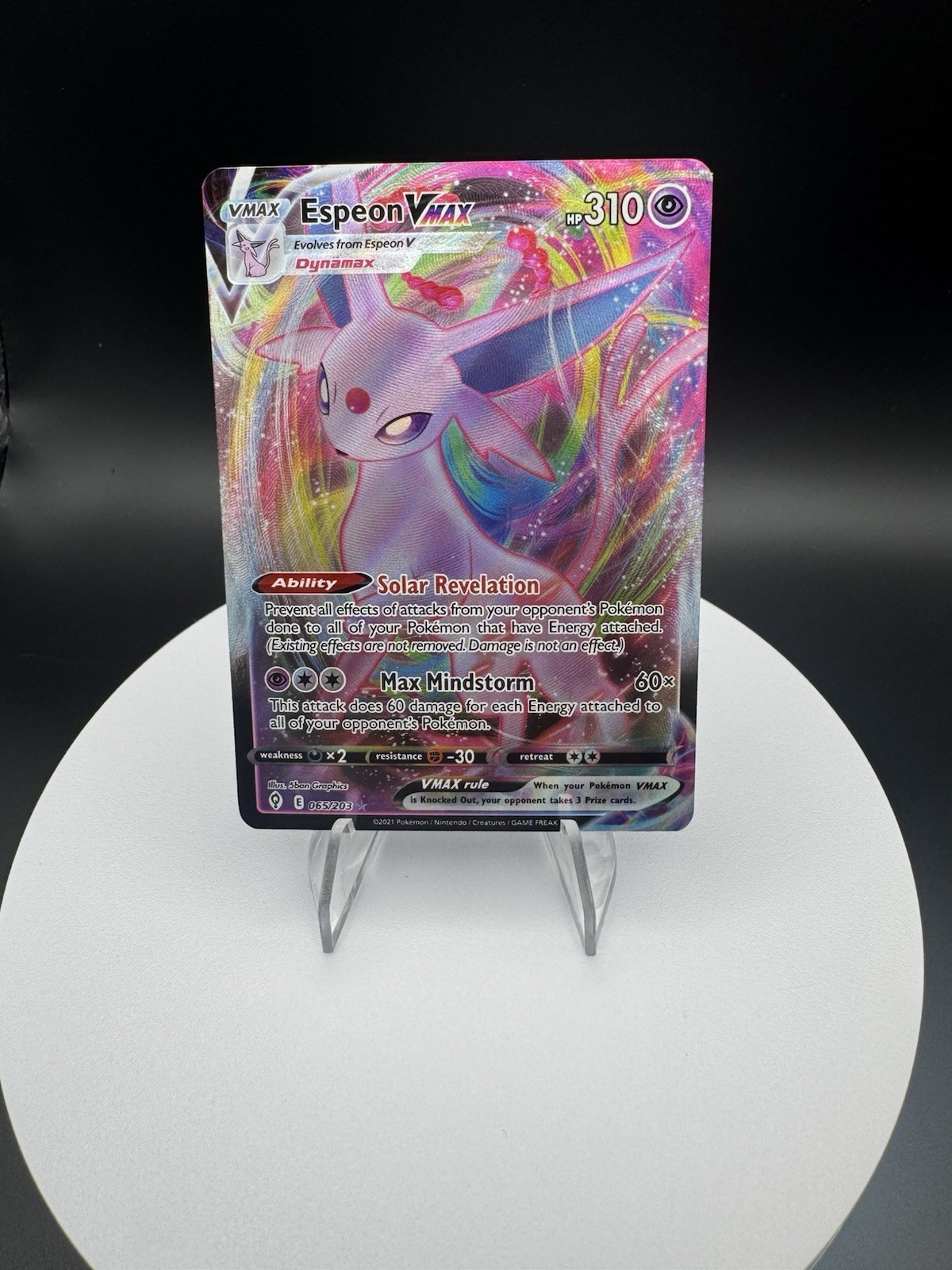 Pokémon Espeon VMAX 065/203 SWSH07 Evolving Skies 310HP Ultra Rare Holo Full Art