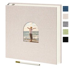 9.84x9.06 Inch Self-Adhesive Photo Album Linen Cover Arch Window Scrapbook Al...